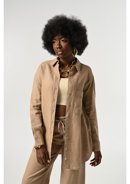 Kadın %100 Keten Tek Cepli Gömlek modelleri