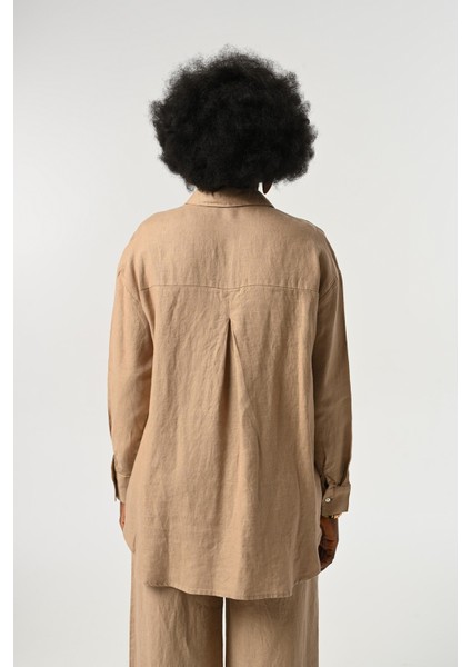 Kadın %100 Keten Tek Cepli Gömlek indirimleri