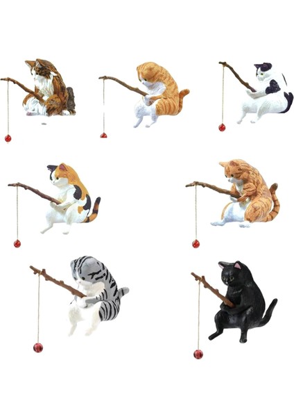 Balıkçı Kediler Heykel Figürleri Süs Akvaryum Balık Tankı Dekorasyonları Akvaryum Tankları, Bahçe, Masa (Yurt Dışından)