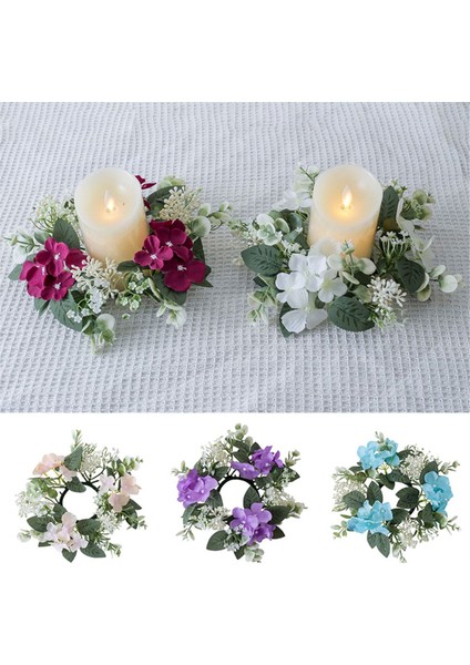 Düğün Şamdan Çelengi Yapay Çiçek Bitkileri Mum Aromaterapi Yüzük Tutucu Masa Orta Parçası Dekorasyonu Mor (Yurt Dışından) fiyatları
