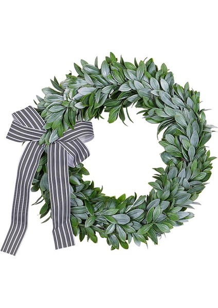 Yeşil Tavşan Kulağı Çelengi, Fiyonklu Yapay Okaliptüs Yaprakları Çelengi, Ön Kapı Için Bahar Paskalya Yeşillik Çelengi (Yurt Dışından)