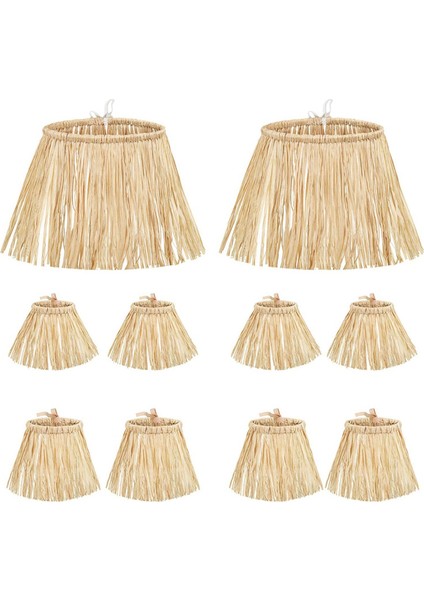 10 Parça Korkuluk Hasır Seti Rafya Malzeme Korkuluk Kostüm Aksesuarları Dekorasyon Rafya Boyun Kol ve Ayak Bileği Bağları (Yurt Dışından)