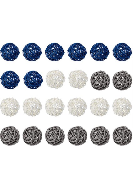 Rattan Süslemeler Dekoratif Top Dekorasyonu Ev Dekoru Oda Mutfak Düğün Dekorasyonları, Koyu Mavi, Gri, Beyaz (Yurt Dışından)