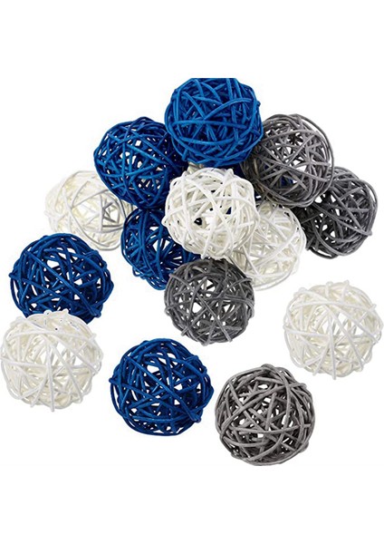 Rattan Süslemeler Dekoratif Top Dekorasyonu Ev Dekoru Oda Mutfak Düğün Dekorasyonları, Koyu Mavi, Gri, Beyaz (Yurt Dışından) fiyatları