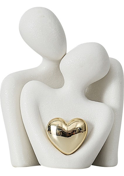 Mini Çift Heykeli Tv Sehpası Dekoru Soyut Heykel Biblolar Ev Dekoru Çiftler Aşk Ofis Gösteri Parçaları Beyaz A (Yurt Dışından)