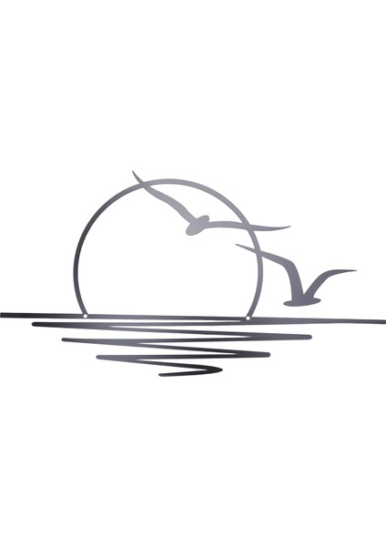 Gündoğumu Metal Duvar Sanatı, Güneş ve Martılar Duvar Dekoru, Metal Duvar Dekoru, Soyut Gün Batımı Ev Dekoru, Minimalist Çizgi Sanatı (Yurt Dışından)