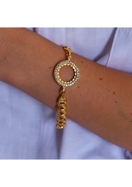 Çeyrek Altın Çerçeve Bileklik Çelik Altın Kaplama Figaro Model BLK-1078 indirimleri