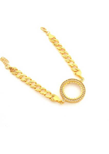 Yarım Altın Çerçeve Bileklik Çelik Altın Kaplama BLK-1077 indirimleri