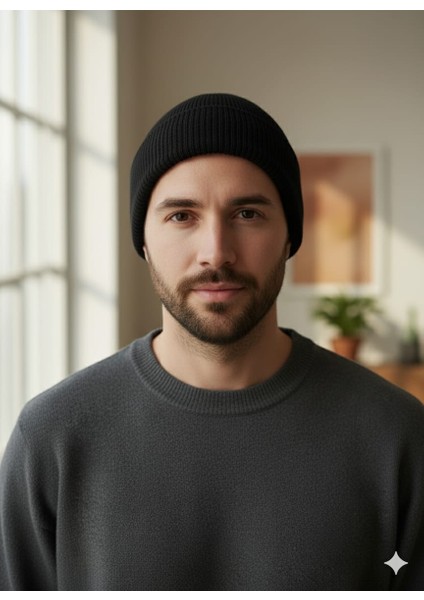 Unisex Basic Bej Bere Katlamalı Standart Kalıp Atkı Şapka ( Tek Ebat ) fiyatları