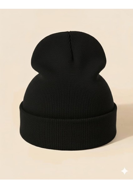 Unisex Basic Bej Bere Katlamalı Standart Kalıp Atkı Şapka ( Tek Ebat ) modelleri