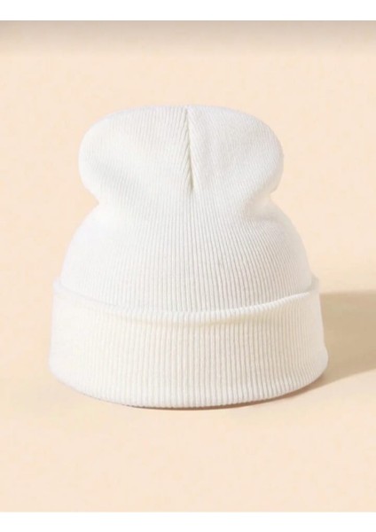 Unisex Basic Bej Bere Katlamalı Standart Kalıp Atkı Şapka ( Tek Ebat ) modelleri