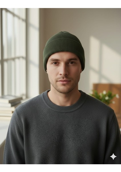 Unisex Basic Bej Bere Katlamalı Standart Kalıp Atkı Şapka ( Tek Ebat ) fiyatları