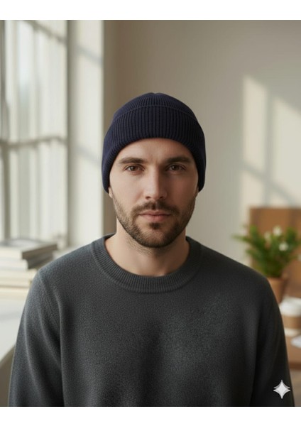 Unisex Basic Bej Bere Katlamalı Standart Kalıp Atkı Şapka ( Tek Ebat ) fiyatları