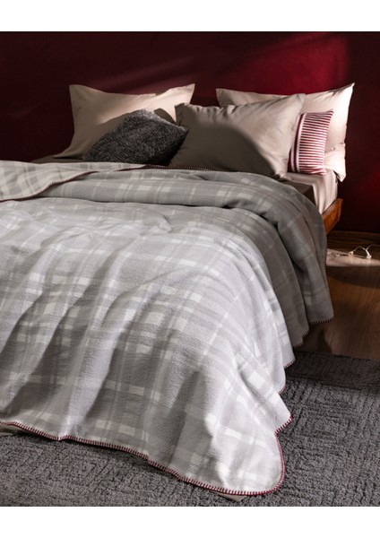 Faureux Çift Kişilik Jakarlı Pamuklu Battaniye - Gri fiyatları