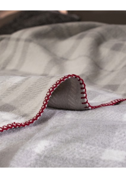 Faureux Çift Kişilik Jakarlı Pamuklu Battaniye - Gri