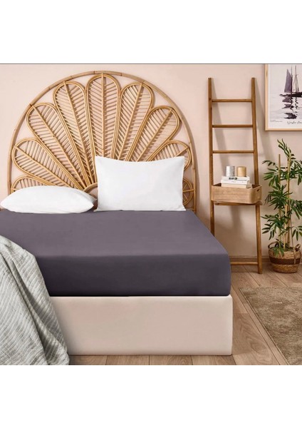 Soft Basic Çift Kişilik Lastikli Çarşaf - Antrasit - 180X200 cm