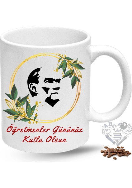 Öğretmenler Günü Hediyesi Atatürk Silueti Baskılı Porselen Kupa Bardak