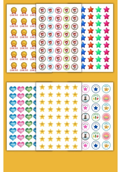 6 Sayfa Öğretmen Sticker/etiket Seti Öğrenci/ Ödül/ Ödev STICKERI/200 + Etiket fiyatları