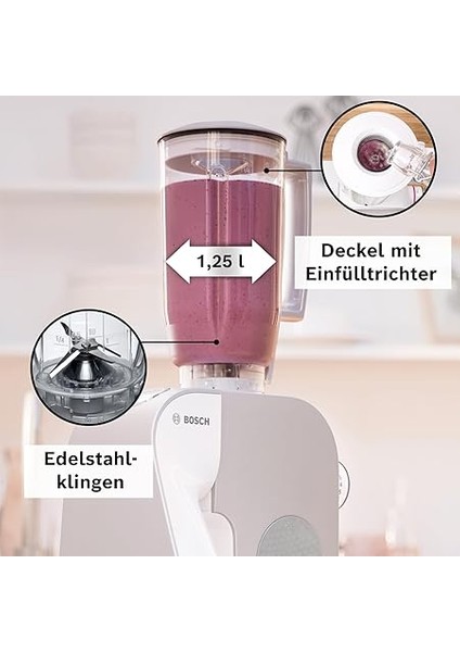 Mikser Başlığı MUZ5MX1, Dolum Miktarı 1,25 Litre, Plastik, Karıştırma Veya Kokteyller, Bulaşık Makinesinde Yıkanabilir, Mum5 ve Mum Serisi 2 Mutfak Robotu Için Uygun fiyatları