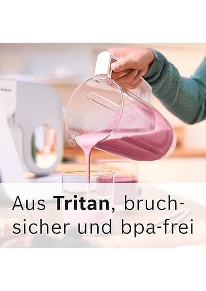 Mikser Başlığı MUZ5MX1, Dolum Miktarı 1,25 Litre, Plastik, Karıştırma Veya Kokteyller, Bulaşık Makinesinde Yıkanabilir, Mum5 ve Mum Serisi 2 Mutfak Robotu Için Uygun modelleri