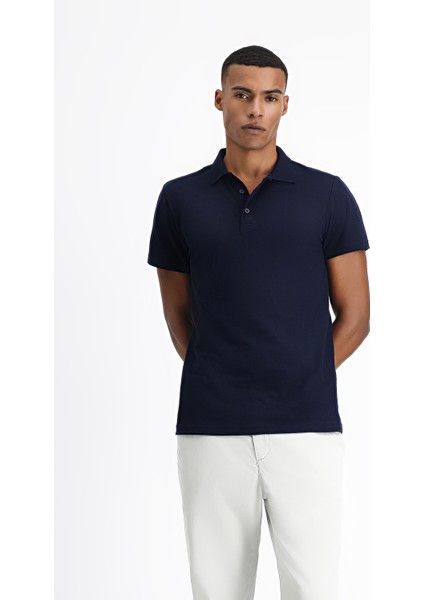 Polo Yaka Regular Fit Nakışlı Pamuklu Tişört