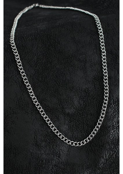 Bfs 316L Çelik Klasik Oval Zincir Model Gümüş Renk Erkek Kolye