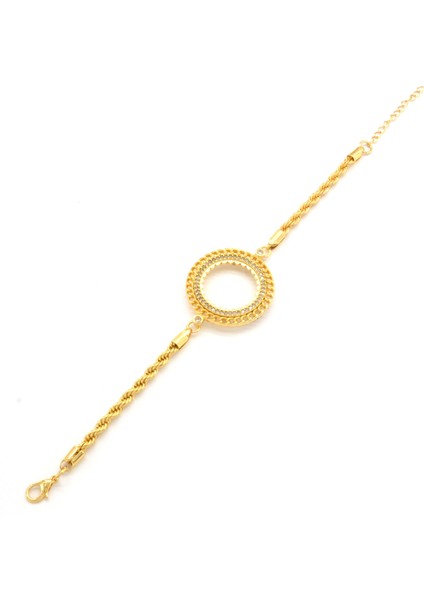 Yarım Altın Çerçeve Bileklik Çelik Altın Kaplama Burgu Model BLK-1079