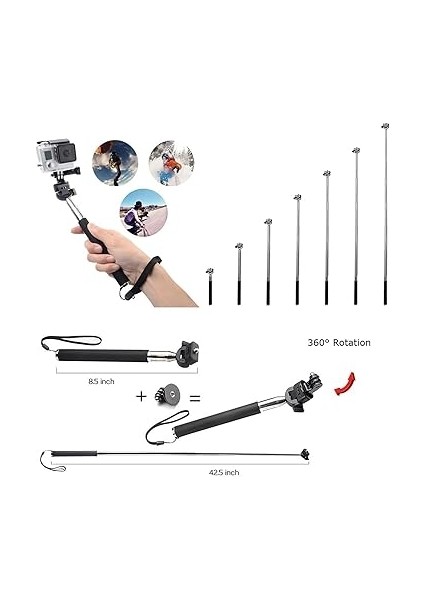 Kamera Aksesuarları Kiti ile Uyumlu Gopro Hero 13 12 11 10 9 8/akaso EK7000/CESUR 4/cesur 7 LE/V50X/EJDERHA Dokunmatik/apexcam/oddv Kamera Özçekim Sopa Yüzer Kolu Kavrama Vantuz Dağı indirimleri