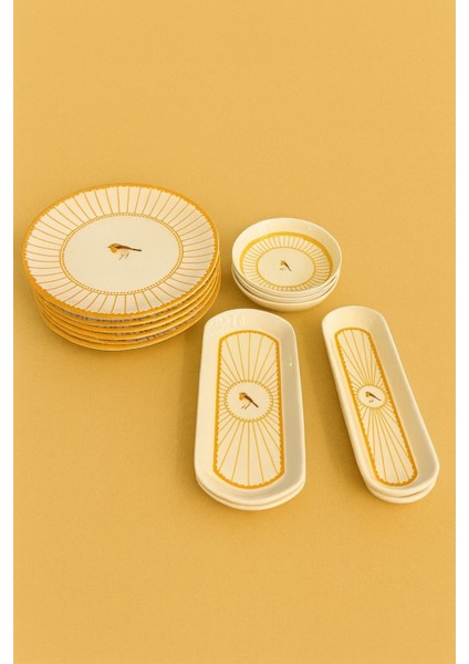 Noah Exclusıve Seramık 6 Kısılık Kuş Desenlı 14 Parca Seramık Kahvaltı Takımı indirimleri