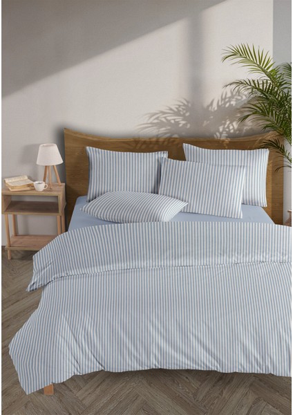 Striped %100 Pamuk Ranforce Yezra Mavi Ipliği Boyalı Nevresim Takımı Çift Kişilik - 200X220 cm fiyatları