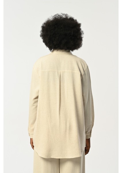 Kadın Önü Kahverengi Nakış Işlemeli Natur Renk Gömlek indirimleri