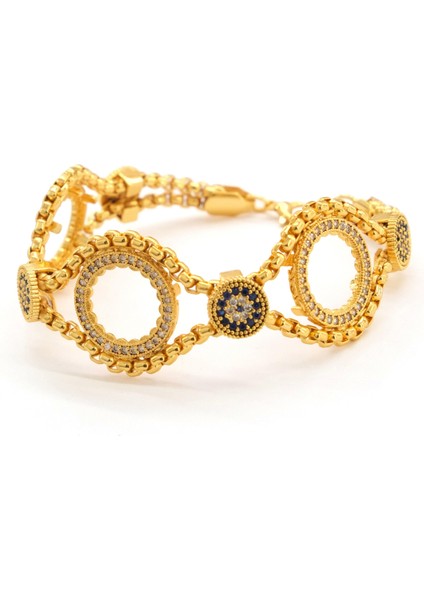 Üç Çeyrekli Çerçeve Bileklik Çelik Altın Kaplama BLK-1088