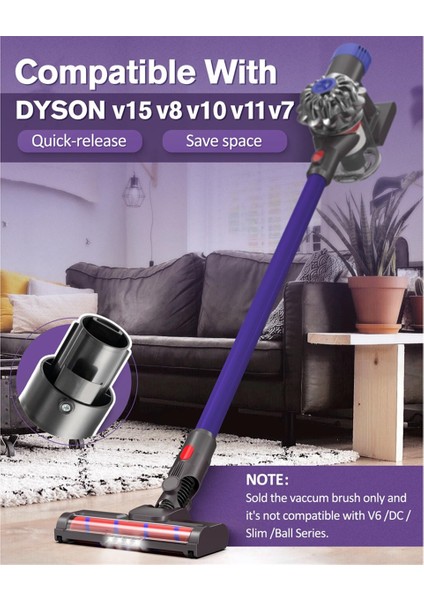 Dyson V7 V8 V10 V11 V15 Için Vakum Motor Başlığı Sert Zemin, LED Işıklar ve 180° Esnek Başlık Için Yumuşak Rulo Fırça Çubuğu (Yurt Dışından) fırsatları