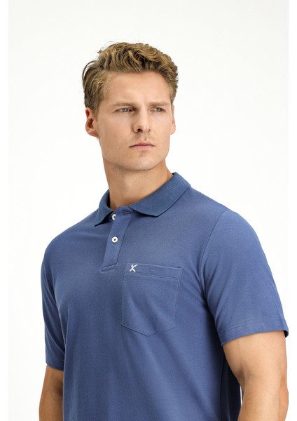 Cepli Polo Yaka Regular Fit Nakışlı Pamuk Tişört