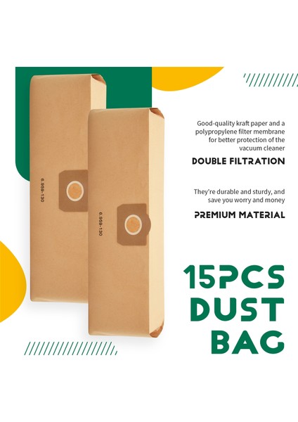 Karcher 6.959-130.0 Için 15 Adet Elektrikli Süpürge Torbası A2201 Wd3 Kağıt Torba Islak ve Kuru Elektrikli Süpürge Parçaları Için Filtre Torbaları (Yurt Dışından) fırsatları