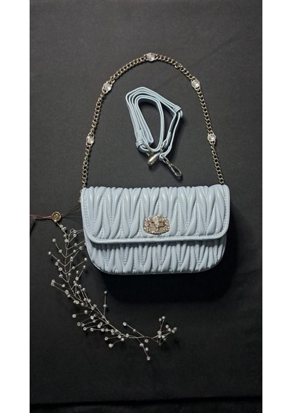 Lal'den Kadın Abiye Çanta,şık Bayan Çanta, Mavi Bayan Abiye Çanta