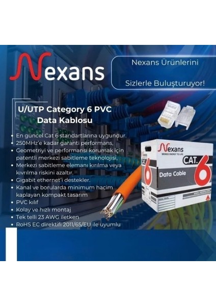 Cat 6 Utp 23AWG Halogen Free Kablo 305 M fiyatları