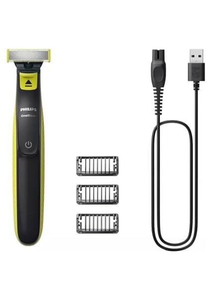 Philips Oneblade Yüz Için Hibrit Tıraş Makinesi, Sakal Şekillendirici, Islak/kuru Kullanım, 3 Kirli Sakal Tarağı, Çift Taraflı Bıçak, 45 Dakika Kablosuz Performans, QP2724/10
