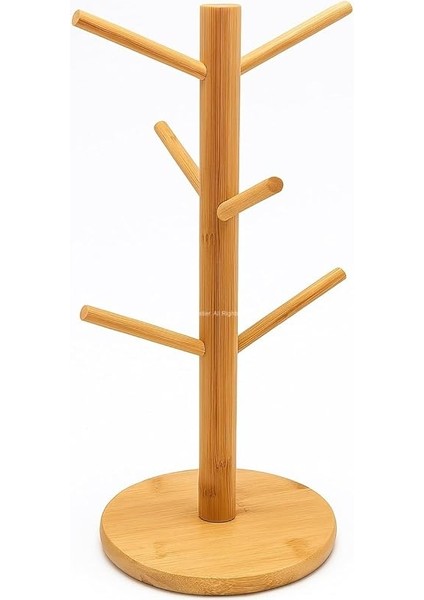 Ahşap Bambu Kupa Bardak Askısı 6'lı Stand Doğal Mutfak Tezgahı Için Kupa Standı Bardak Tutucu Modern Dekoratif Dayanıklı Kolay Kurulumlu Organizer (Yuvarlak)