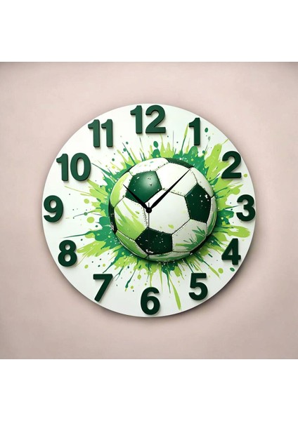 Futbol Top Renkli Baskı Desenli Sayılı Hediyelik Ahşap Sessiz Tablo Duvar Saati fiyatları