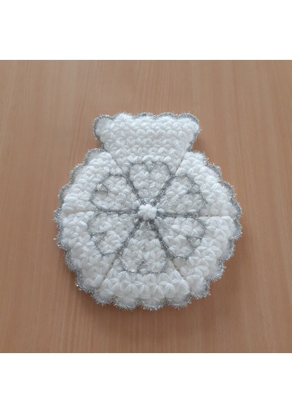 Çeyizlik El Örgüsü 3'lü Lif Seti Kalpli Gümüş Simli Beyaz fiyatları