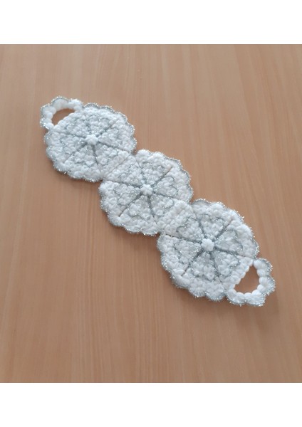 Çeyizlik El Örgüsü 3'lü Lif Seti Kalpli Gümüş Simli Beyaz fırsatları