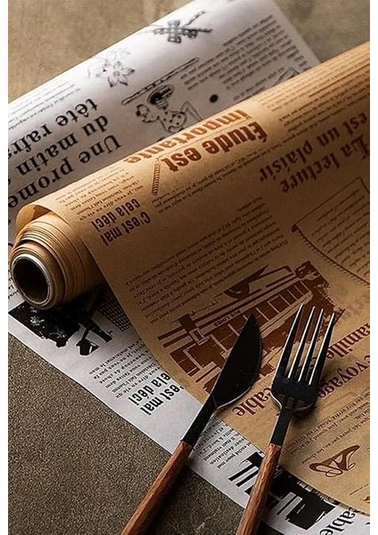 Vintage Gazete Şeklinde Yağlı Fırın Kağıdı, 5 Metre x 30 Cm, Isıya Dayanıklı, Pişirme ve Sarma Için Ideal, Estetik Tasarım, Gıda Güvenli Malzeme, Kek, Kurabiye ve Yemekler Için Kullanışlı fırsatları