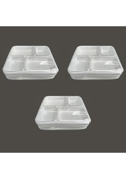 Tek Kullanımlık Köpük 4 Bölmeli Tabldot Köpük Tabak - 26.5X30 Cm. - 10 Adetlik 3 Paket