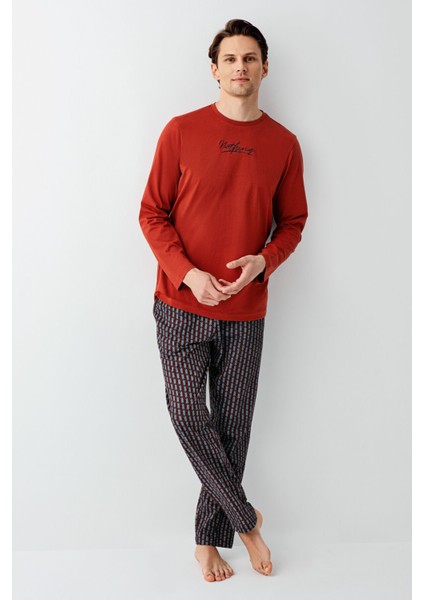 Erkek Kiremit Pijama Takımı