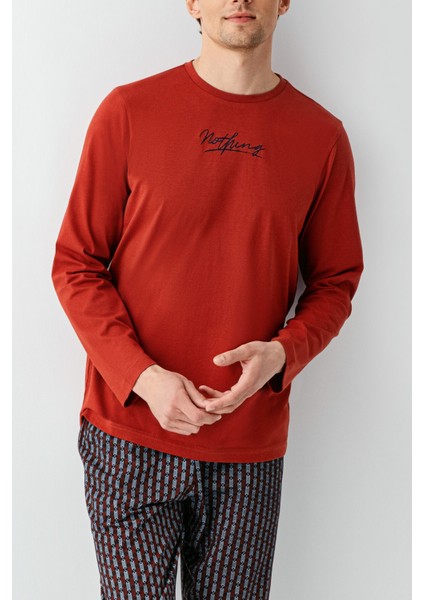 Erkek Kiremit Pijama Takımı modelleri