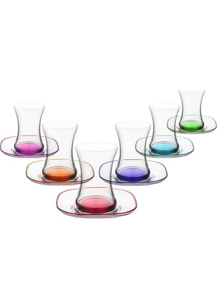 Zen Renkli Tabanlı 12'li Çay Seti