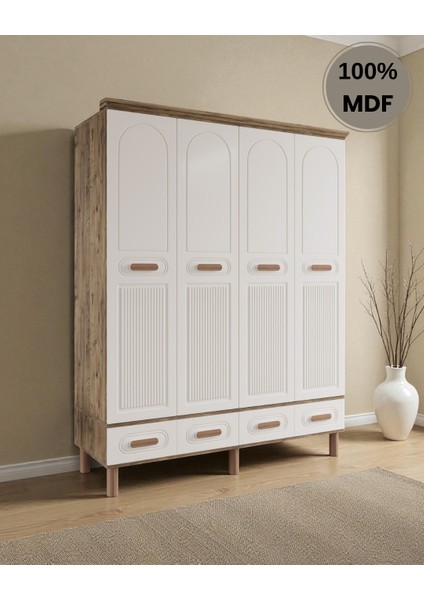 Perry 4 Kapaklı Çekmeceli Mdf Gardırop
