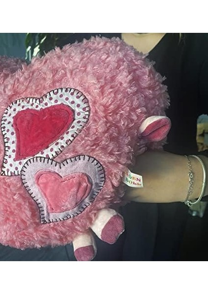 Sole Ithal Kalp Formunda, Aplikeli Peluş Kuzu El Isıtma Yastığı Somon