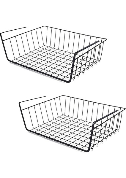 2 Adet Paslanmaz Metal Kanguru Raf Altı Sepeti [siyah] Raf Çelik Sepet Askılı Raf Düzenleyici Sepet